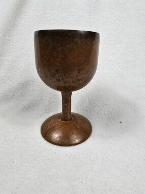 Vintage Solid Brass Wine Glass Goblet Chalice Decorative Accent Piece 6.5" Tall